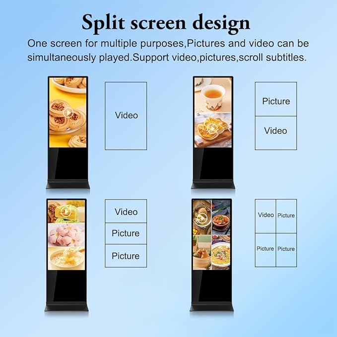 55 Inch Touchscreen Kiosk,Indoor Digital Signage Display,Floor Standing Advertising Kiosk Android System with WiFi HDMI/USB Input Auto AD Player (Touch Screen, 55 Inches)