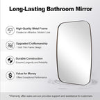 ANDY STAR Brushed Bronze Bathroom Mirror, 30x36 Oblong Mirror with Stainless Steel Metal Frame, Oval Vanity Mirror for Over Sink, Modern Anti Rust Wall Mounted