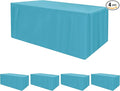 HolidayIdeas Fitted Tablecloths for 6 Foot Rectangle Table, Wrinkle Resistant Washable Table Cover 30x72 Inch for Vendor Booth Display, Banquet, Trade Show, Teal, 4 Pcs