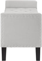 24KF Velvet Modern Upholstered Tufted Button Storage Bench with Arms for Bedroom,Entryway Living Room Soft Padded Seat -Gray