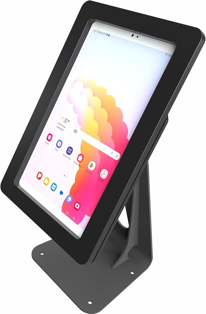 TABcare Anti-Theft Acrylic Case with 360 Rotate 180 Swivel Metal Desktop Stand & 90-Degree USB C Cable for Samsung Galaxy TAB A9 A11 8.7" Tablet (Black)