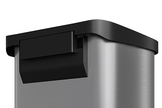 Garvee 21 gal / 80 L Stainless Steel Trash Can with Lid, Large Garbage Can for Kitchen, Rustproof Step-on Kitchen Metal Trash Bin with Liner Rim, Rear Handle, Soft Close Plastic Lid, Silver