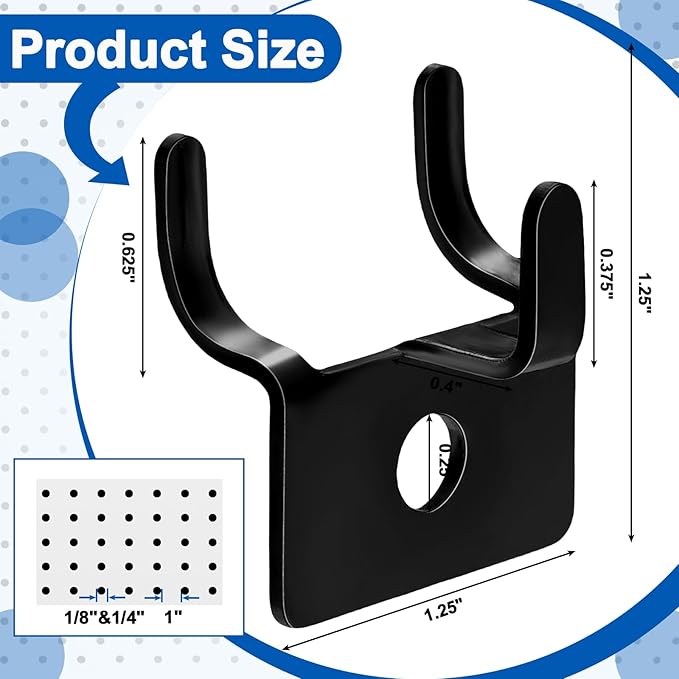 Tandefio 25 Pcs Pegboard Hooks Metal Prong Hook Peg Board for Hanging Hangers for Wall Picture Jewelry Display Tool (Black)