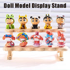 Double Deck Wooden Display Riser Stand, Minifigures Doll Model Organizer Stand,Small Plant Perfume Jewelry Storage Rack for Desktop Window Sill Bar