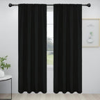 Easy-Going Rod Pocket Blackout Curtains for Bedroom, Room Darkening Window Curtains for Living Room, Thermal Insulated Noise Reduction Solid Window Drapes, 2 Panels(34x84 in, Black)