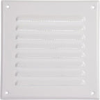 Vent Systems - 5 x 5 Inch (Inner) Pack of 5 White Metal Square Soffit Air Vent Grille Cover, Register Vent Deflector Louver Built-in Mesh HVAC for Bathroom Home Office Kitchen 6.5" x 6.5" (Outer)
