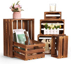 BOBOKA Set of 6 Decorative Wood Crates Nesting Storage Container, 6 Size Farmhouse Wooden Storage Boxes, Rustic Wooden Crates for Storage, Display, Christmas Decorations