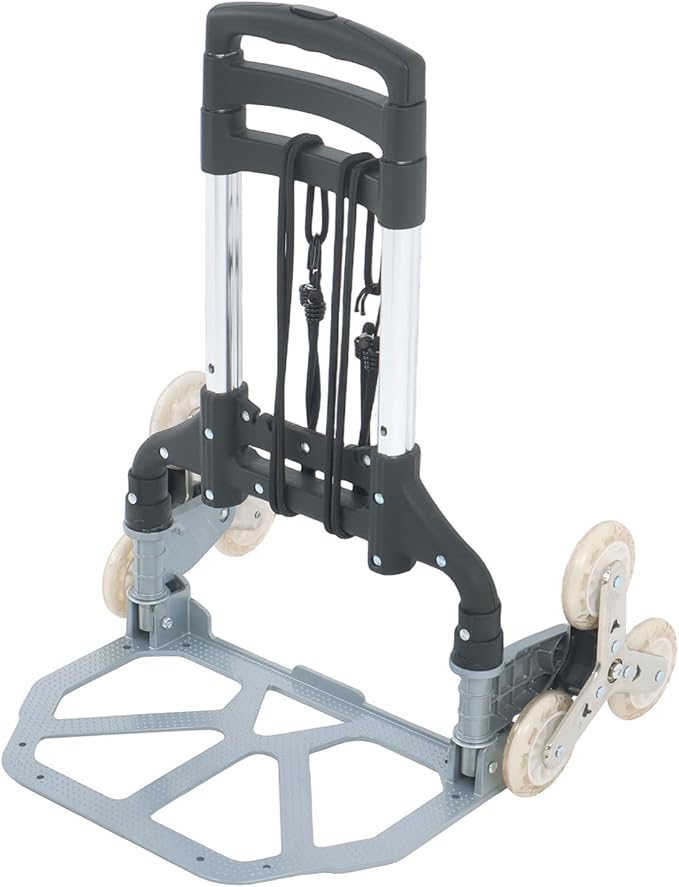findmall Climbing Trolley Stair Climbing Cart 180 Lbs Aluminum Alloy Folding Adjustable Silent Wheels Heavy-Duty Folding Trolley Cart for Shopping Moving Warehouse