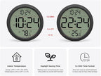 Digital Wall Clock with Date, Indoor Temperature, Auto-DST, Battery-Operated Digital Clock, 8 Inch Small Decorative Wall Clock for Bedroom, Living Room, Home, Kitchen, Office, Modern, Electric, Simple