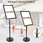 6Packs 11x17 Inch Adjustable Pedestal Poster Sign Stand, Heavy Duty Floor Standing Sign Holder Stand Aluminum Swivel Frame for Vertical and Horizontal View Sign Displayed for Foyer, Reception Area, Restaurant, Black