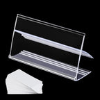36pcs Wood Shelf Label Holder Plastic Price Tag Holder Supermarket Retail Sign PVC Clear Shelf Label Holder (Includes 50 Pieces Label Inserts) Perfect Fits 25 mm Wooden Shelving.