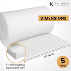 AK Trading CO. 1” Thick Open Cell Upholstery Foam Padding – 56” Wide – by The Yard – Soft, High-Quality Upholstery, Crafts & DIY Projects Foam