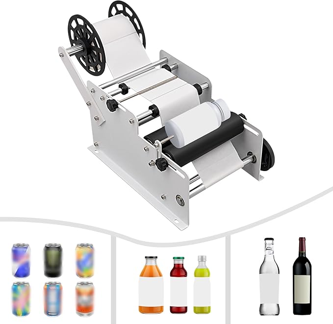 LOYALHEARTDY Manual Round Labeling Machine Bottle Label Applicator Adjustable Bottle Labeling Machine for Bottlesφ0.79-7in