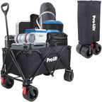 Pro-Lift Collapsible Folding Wagon– Beach Cart Large Capacity, Heavy Duty Folding Wagon Portable, for Outdoor Sports, Grocery, Camping, Shopping, Garden, Sports, Load up to 330LBS