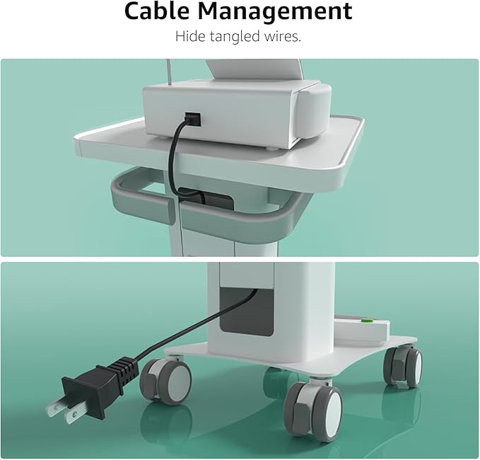 BEWISER Medical Trolley with Lockable Wheels-Ultrasound Imaging Scanner Vehicle Storage Cart,15.7 x 13 Inch Panel,Mobile Dental Cart for Clinics, Hospitals, Beauty Salon