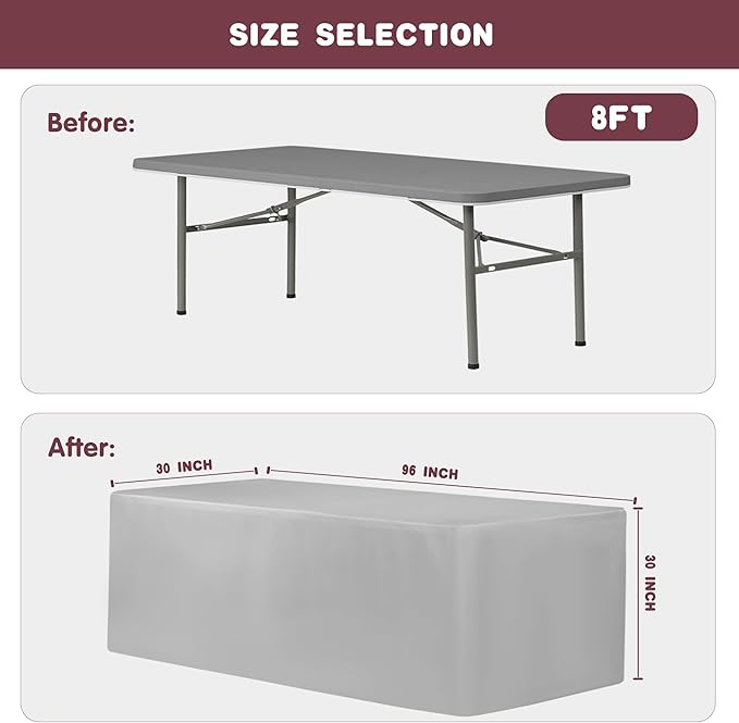 HolidayIdeas Fitted Taupe Table Covers - 96 x 30 Inch - 2 Pack Rectangle Tablecloths for 8 Foot Tables, Polyester Fabric Table Cloth for Parties, Holiday Dinner, Wedding, Trade Show