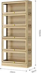 Display Cabinet with Acrylic Glass Doors,5-Tiers Curio Cabinet with LED Lighting for Collectibles, Collectibles Toy Organizers Rack & Display Shelf Display Case Storage Cabinet, Nature