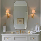 ANDY STAR 24x48 Gold Bathroom Mirror, Oblong Brass Mirror with Stainless Steel Metal Frame, Brushed Gold Oval Vanity Mirror for Over Sink, Modern Anti Rust Wall Mounted