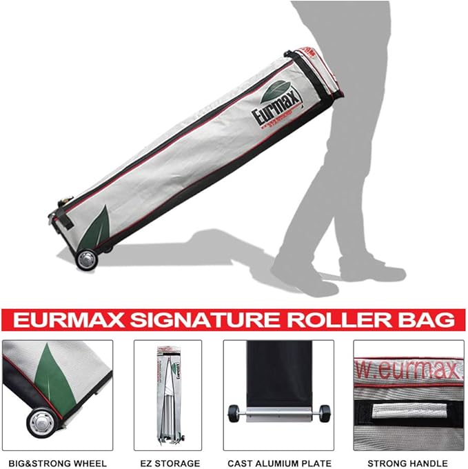 Eurmax USA 10'x15' Pop Up Canopy Tent Commercial Instant Canopies with Heavy Duty Roller Bag,Bonus 4 Sand Weights Bags (Sky Blue)