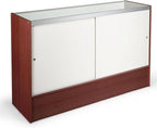 Displays2go Glass Display Counter, Laminated Particle Board, Two Shelves, Sliding Doors – Cherry, Clear (MRC5CHKD)