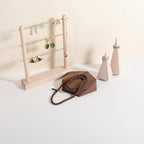 GemeShou single Walnut Jewelry display Tray for selling, Wooden hexagon display riser for jewelry, Jewelry retail shop display stand, photography props【Walnut Hexagon single Large】
