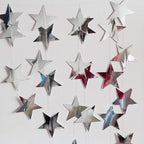 Silver Star Garland Banner Decorations - 156 Feet Bright Silver Paper Garland Hanging Decorations, Glitter Star Bunting Banner for Wedding, Birthday, Holiday, Christmas Party
