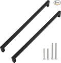 5 Pack | 13-4/5 Inch Hole Centers, Black Square Bar Cabinet Handles, Stainless Steel Kitchen Cupboard Pulls, Drawer Hardware, 352mm Hole Centers