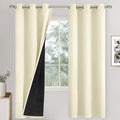 Blackout Curtains for Bedroom 72 Inch Length 2 Panels Set, Thermal Insulated 100% Light Blocking Soundproof Grommet Window Curtains for Living Room with Black Liner, Each 42 Inch Wide, Cream