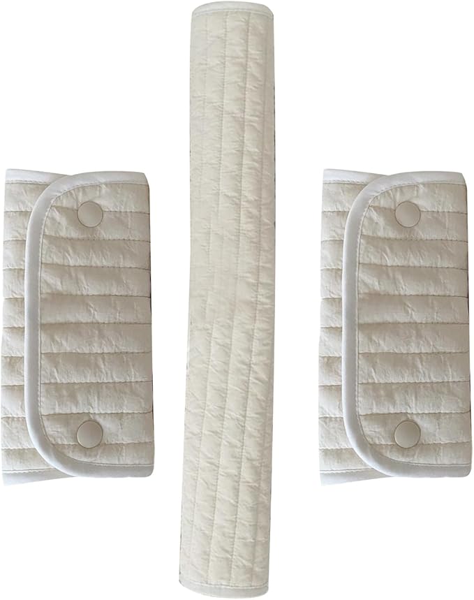 NUEAYMS Pushchair Bar Cover Cotton Cloth Baby Pushchair Stroller Fabric Handle Sleeve Bar Gloves Cover Handrail Cover Stroller Handle Protector Cover Bar Protector, White
