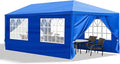 10x20 FT Party Tent, Outdoor Wedding Tents for Parties, Canopy Event Tent with 6 Removable Sidewalls, Waterproof Gazebo Shelter for Birthday Parties, Weddings, BBQs & Events (10X20FT-6Sides Blue)