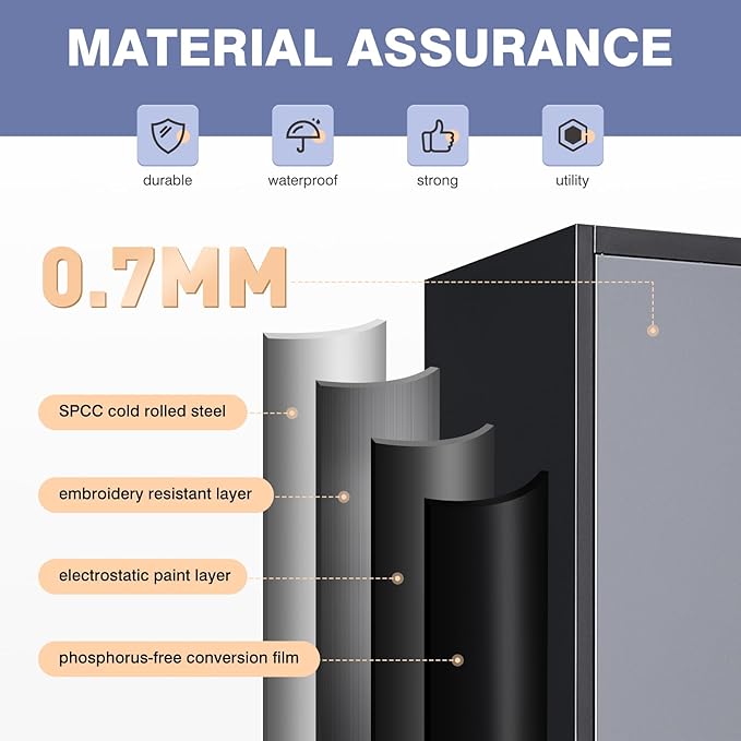 Metal Garage Storage Cabinet,71" H Tall Tool Cabinet with 2 Doors and 5 Adjustbale Shelves,Lockable Tool Cabinet for Garage,Basement,Home Office
