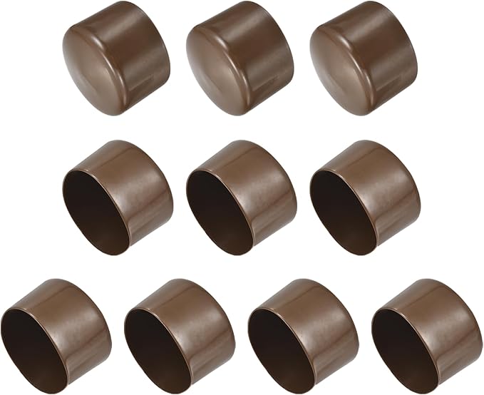 uxcell 10pcs Rubber End Caps 60mm(2 3/8") ID Vinyl Round End Cap Cover Screw Thread Protectors Brown