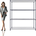 NSF Commercial 4-Tier Wire Shelving with Wheels, 60"x24"x72" Heavy Duty Metal Shelves 3200 lbs Max Capacity, Black Storage Rack for Garage Kitchen Pantry Warehouse