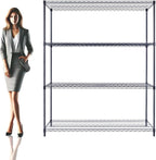 NSF Commercial 4-Tier Wire Shelving with Wheels, 60"x24"x72" Heavy Duty Metal Shelves 3200 lbs Max Capacity, Black Storage Rack for Garage Kitchen Pantry Warehouse