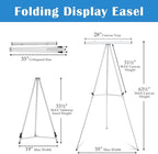Falling in Art Aluminum Flip Chart Display Easel Stand with Adjustable Floor for Boardroom, Whiteboard, Paper Pads, Signage, 63 1/2'' High, Silver