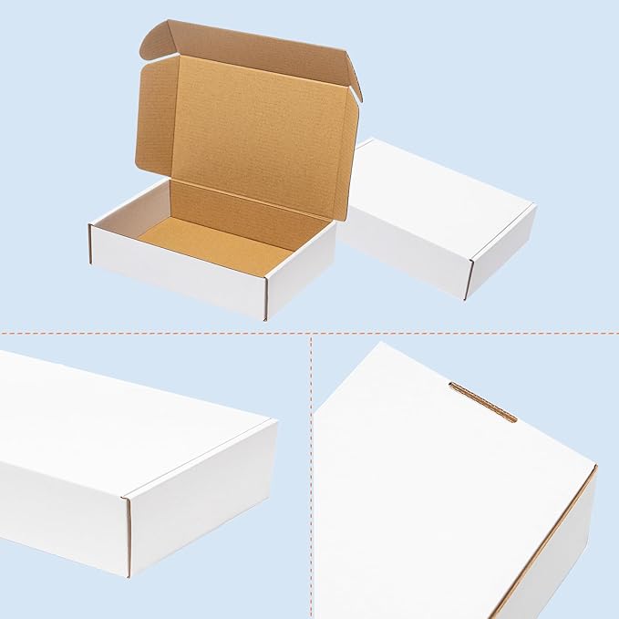 Shipping Boxes 7x5x2" 60 Pack - White Corrugated Cardboard Box Mailers for Small Business, Literature Mailer Box Packaging Supplies