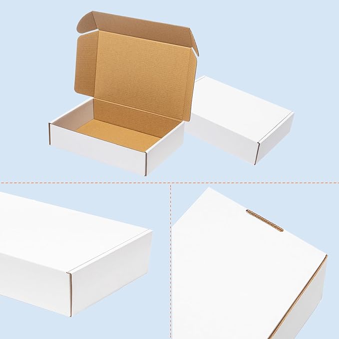 8x8x4" Shipping Boxes 30 Pack White Corrugated Cardboard Mailing Boxes for Small Business - Literature Mailer Packaging Supplies