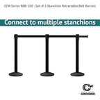Crowd Control Warehouse CCW Series RBB-150 - Set of 2 Stanchion Retractable Belt Barriers - 16 Foot, Red Belt with Polished Stainless Steel Post - Easy Assembly