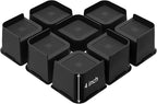 Bed Risers, Oversized Furniture Risers, 4 inch Raise Blocks for Bed Couch Desk Sofa Table Lifts, Furniture Legs Lifters Support up to 6000 Lbs (Black, 8 Pack Set)