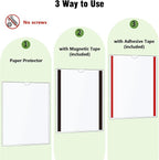 5pcs Wall Sign Holder 8.5"x11" Magnetic Sign Holder, Rigid Print Protectors with Magnet Strips and Adhesive Strips, Wall Mount Plastic Paper Holder for Office Store Home Window Display (Clear)