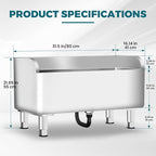 Commercial Mop Sink 304 Stainless Steel Floor Sink with Deep Basin, Anti-Splash Design & Quick Drainage Heavy-Duty Mop Service Basin for Kitchen, Laundry, Garage, Restaurant (31.5''×16.1''×21.6'')