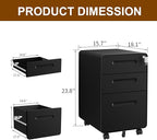 3 Drawer File Cabinet with Lock and 4 Keys, Mobile Metal Filing Cabinet, File Cabinets for Home Office, Under Desk, Pre-Assembly, File Drawer, Letter/Legal/A4 Hanging File Folders