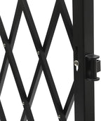 Single Folding Security Gate 4.27'H x5.91'W Iron Accordion Security Gate Flexible Expanding Security Gate 180° Rolling Barricade Scissor Door with Padlock for Entry Security, Garage, Warehouse