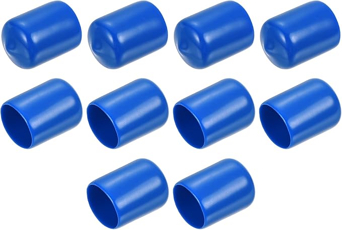 uxcell 10pcs Rubber End Caps 15mm ID Vinyl Round End Cap Cover Screw Thread Protectors Blue