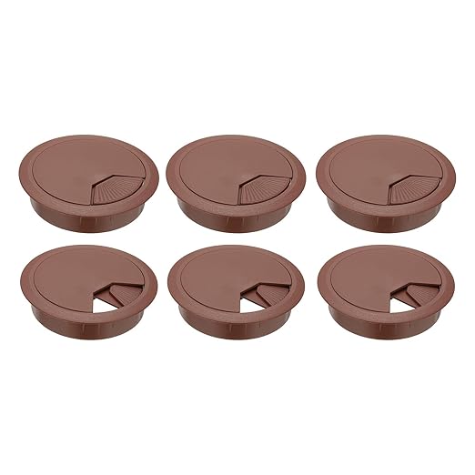 PATIKIL 3 Inch Desk Grommet, 6Pcs Cable Grommet Wire Management Cable Hole Cover Cord Organizer for Office Home Table Countertop, Brown