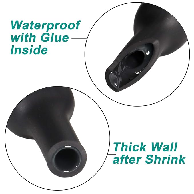 1/2 inch (Diameter) 3:1 Waterproof Heat Shrink Tubing Kit, Large Marine Dual Wall Adhesive Shrinkable Wire Wrap Tube, Insulation Sealing Wear-Resistant Cable Protector by YUKSY (4ft, Black)