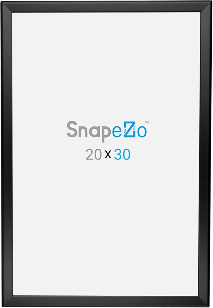 SnapeZo Poster Frame 20x30, Black, 1.25 Inch Aluminum Profile, Front-Loading Snap Frame, Wall Mounting, Professional Series