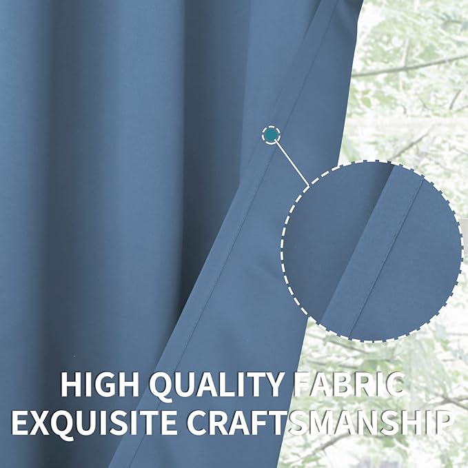 BGment Blackout Curtains for Bedroom - Grommet Thermal Insulated Room Darkening Curtains for Living Room, Set of 2 Panels, Each 55 x 69 Inch, Faded Denim