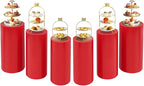 Cake Pedestal Stands for Party 6PCS Dessert Table Display Plinth Pillars Red Round Cylinder Pedestal Stands for Wedding Sculpture Display Column Decoration Cube (6PCS-Cylinder-Red)