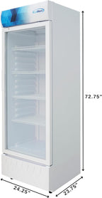 KoolMore KM-MDR-1GD-12CWH 24 in. One-Door Commercial Merchandiser Refrigerator in White,12 cu. ft. ETL Listed for Safety and Sanitation